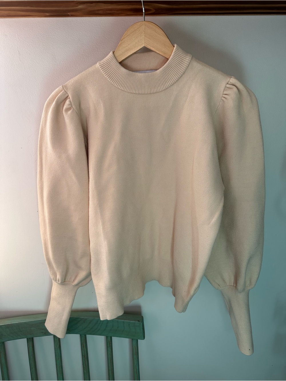 Zara Puff Sleeve Cream Knit Sweater